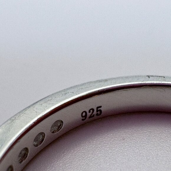 Sterling Silver 925 Cubic Zirconia Channel Set Textured Finish Ring Size 6.5 - Picture 6 of 8